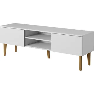 Moderner skandinavischer TV-Schrank BERGEN 150 2D RTV-Kommode Fernsehschrank TV-Lowboard WEISSE - Weiß