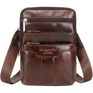 Xieben Umhängetasche aus Leder Schulter Crossbody Reisetasche für Herren Frauen Handyhalter Holster Geschäft Reise Pack Brieftasche Gürteltasche Bauchtasche Sling Brusttasche Kaffee