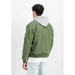 Bomberjacke ALPHA INDUSTRIES "MA-1 TT Two Tone Hood CW", Herren, Gr. XXL, sage, grün, Obermaterial: 100% Nylon, Futter: 100% Nylon, Kapuze: 75% Baumwolle, 25% Polyester, Füllung: 100% Polyester, Jacken Bomberjacke