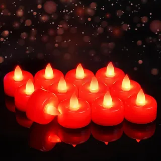wisdom line LED-Kerzen, 8 Stück, Rot, ohne Flamme, Akku inklusive, 1,4 x 1,25 cm, Design geschmolzenes Wachs, dekorative Beleuchtung(ROT1.4CM)
