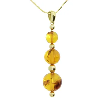 Ostsee-Schmuck Kette und Anhänger Set "- Kugel 8/10/12 mm - Gold 333/000 - Bernstein" (), gold 333, goldfarben, gelb),