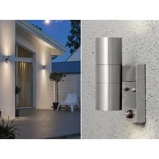 2er-Set Edelstahl Up-Down Wandleuchte Bewegungsmelder GU10 IP44 Außenleuchten