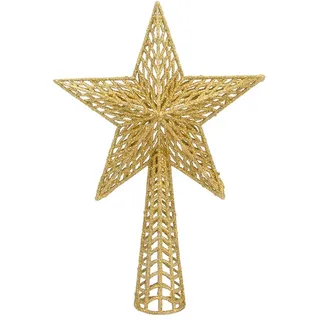 Gold Glitzer Weihnachtsbaum Dekoration 18cm Baumspitzenstern