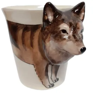 Wolf Tasse 3d Tier Tasse aus Keramik Becher mit Tiermotiv Wolf