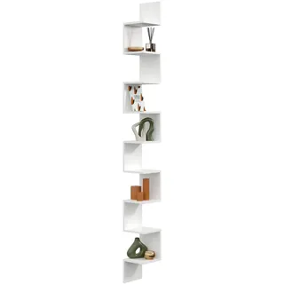 Eck-Wandregal MEGA 256 cm – modernes, großes Hängeregal für Ecken – platzsparendes Regal für Wohnzimmer, Bad, Büro, Küche - Weiß