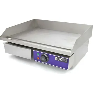 KuKoo Elektrische Gastro Griddle Griddleplatte Grillplatte Elektrogrill Grill Bräter Bratpfanne Gusseisen Bratfläche 50cm - Silber