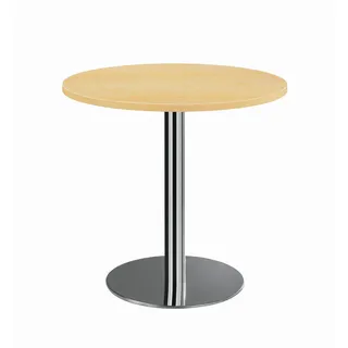 Venda Konferenztisch , Ahornfarben, Chromfarben , Metall, Holzwerkstoff , rund , Säule , 80x74x80 cm , DIN EN ISO 14001, DIN EN ISO 9001 , Büromöbel, Schreibtische, Besprechungstische