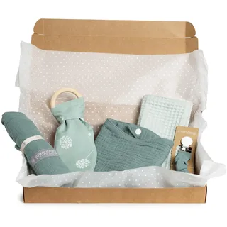 MIMUSELINA Baby Set First Kit Box - Baby Geschenkset für Neugeborene - Neugeborenen Geschenk - Baby Starter Set mit den wichtigsten Dingen für Jungen oder Mädchen