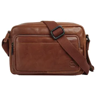 Umhängetasche SPIKES & SPARROW, Damen, Gr. B/H/T: 23cm x 17cm x 9cm onesize, braun (cognac), Leder, leicht glänzend, unifarben, Taschen Umhängetasche, echt Leder