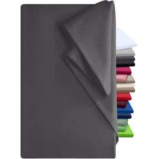 npluseins Bettlaken 180x275cm – Leintuch ohne Gummizug – Tuch ist ideal für Terrasse Reisen und Tischtuch - Wohnmobil Laken - Betttuch ohne Gummizug – 100% Baumwolle, ca. 180 x 275 cm, anthrazit