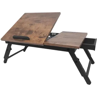 Relaxdays Laptoptisch für Bett & Couch, klappbarer Betttisch, Bambus, höhenverstellbar, Betttablett, Dunkelbraun/schwarz
