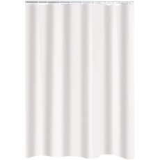 RIDDER Duschvorhang Textil ca. 240x180 cm Madison, weiß, inkl. Ringe | Waschbar | Uni | ÖkoTex