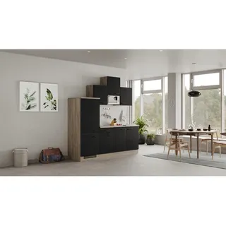 Flex-Well Küchenzeile Capri 210 cm Schwarz