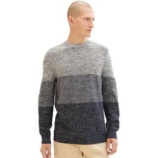 TOM TAILOR Herren 1038212 Crewneck Strickpullover aus Baumwolle, 32794-beige Multi Structure Design, XXL
