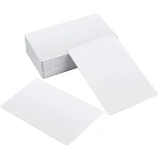 WANDIC 100 Stück Metall Visitenkarte, Weiß Rohlinge Aluminium Visitenkarte Leere Karte, Dicke Blanko Namenskarten für Wärmeübertragung, individuelle Lasergravur, Haus Büro Kunden DIY Geschenkkarten