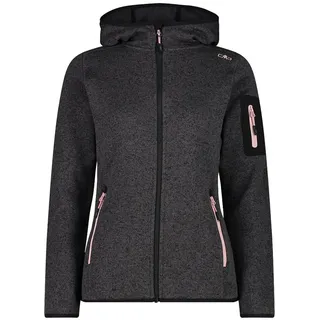 CMP - Damen Knit-Tech Jacke mit Fester Kapuze, schwarz-Rose, 36 EU