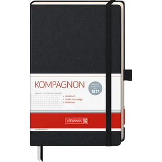 Brunnen Notizbuch Kompagnon (12,5 x 19,5 cm, schwarz, kariert)