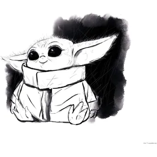 KOMAR Bild »Mandalorian The Child Sweet Black White« Disney Star Wars 1 Stk. tlg. Wandbild, zur Dekoration, im Kinderzimmer | ohne Rahmen, bunt