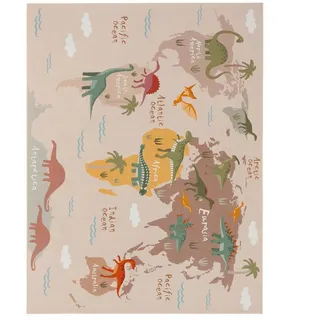 TT Home Kinderteppich Dino Beige 200 x 200 cm , Kunststoff , 200x200 cm , Teppiche und Böden, Teppiche, Kinderteppiche