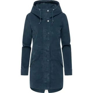 Kurzmantel RAGWEAR "Kurzmantel Cannas Cordy YOUMODO", Damen, Gr. XS, blau (petrol), Obermaterial: 98% Baumwolle CO. 2% Elasthan EL.  Obermaterial: Futter: 100% Polyester PES., Mäntel Kurzmantel