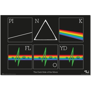 Grupo Erik Poster Pink Floyd Poster Dark Side of the Moon Kunstdruck - Deko Wohnzimmer oder Deko Schlafzimmer - Deko Zimmer - Größe : 61 x 91 - Offizielle Lizenz - Pink Floyd Fanartikel