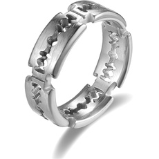 JewelryWe Schmuck Herren-Ring Edelstahl Rasierklinge Aushöhlen Ring für Männer Silber Gold Schwarz Größer 54mm