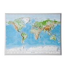 Georelief 3D Reliefkarte Welt - ohne Rahmen - klein