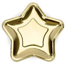 Sternförmige Pappteller in Gold - Dekorative Teller für Geburtstagsparty - Junggesellinnenabend Geburtstagsparty - Einweg-Pappteller - Tischdekorationen