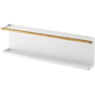 Yamazaki 5475 Tosca Wandregal, weiß, Stahl/Holz, minimalistisch, 62.5 x 9.5 x 18 cm