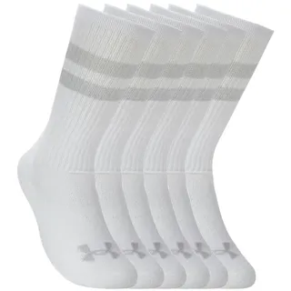 Under Armour Unisex Essential 6pk Crew, atmungsaktive Socken für Herren und Damen, Sportsocken mit enger Passform, leichte Laufsocken für ein Barfußgefühl,White/White/Halo Gray,MD
