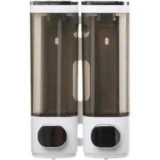 Seifenspender Wandbefestigung, 600ml Shampoo Spender Shower Dispenser Wandhalterung Seifenspender Hotel Seifenspender Dusche Seifenspender Wand Duschgel Spender für Shampoo, Spülung, 2 Kammern