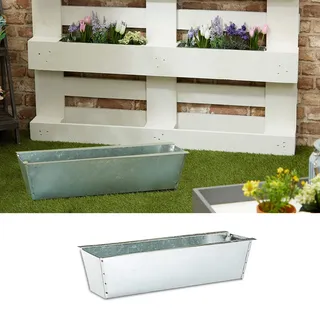 Cepewa Pflanzkasten passend für Europaletten 2er Set aus Zink Pflanzkübel (1 x 2er Set Pflanzkasten Zink)