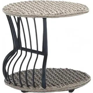 Couchtisch Hochwertig Grau Luxus Möbel Patio Design Rattan Rund Modern Möbel - Grau