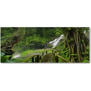 Tulup® Küchenrückwand Spritzschutz aus Glas -125x50 -Spritzschutz auf gehärtetes Glas Landschaften Wasserfall Dschungel