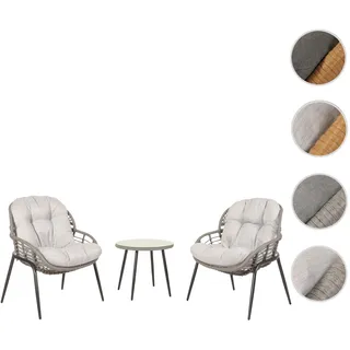 Poly-Rattan Garnitur HWC-N33, Balkon-Set Gartengarnitur Sitzgruppe Stuhl Beistelltisch ~ grau, Polst