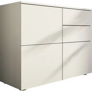 Kommode BORCHARDT MÖBEL "Rova, modern, grifflos, praktisch, 3 Türen", kaschmir, B:93cm H:72cm T:35cm, Holzwerkstoff, Sideboards, Kommode, Push-To-Open, verstellbare Einlegeböden, viel Stauraum, Breite 93cm