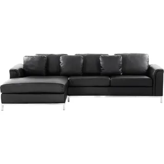 Beliani Ecksofa Schwarz Echtleder L-Förmig Rechtsseitig Modern Wohnzimmer, - Schwarz