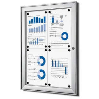 Showdown Abschließbarer Schaukasten Magnetisch 52,1 (B) x 69,6 (H) cm Silber 4 x DIN A4