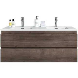 Badezimmer Badmöbel Set Angela 120cm - Braun eiche - Unterschrank Schrank Waschb