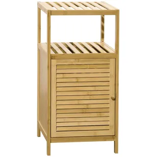 kleankin Badezimmerschrank Badschrank mit offenem Fach, Beistellschrank mit Kippschutz, Aufbewahrungsschrank für Badezimmer, Bambus, Natur, 33 x 35,5 x 67 cm - Braun