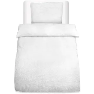 Beautissu Bettwäsche Weiß Textil, 155x220 cm Schlaftextilien, Bettwäsche Bettwäsche