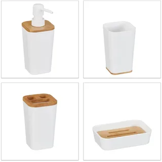 Relaxdays Seifenspender, + Seifenschale, Badaccessoires-Set