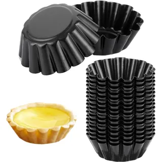 LDXDRU 20 Stück Mini Tartelette Förmchen, Muffin Backform Kohlenstoffstahl, Mini Törtchenformen Kuchenformen Eierkuchenform, Antihaft Muffinform für Pudding, Kuchen, Cupcake, Muffin Ø 6,5 cm