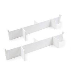 Emuca - Set Verstellbarer Trennelemente Schublade organisieren, Schubladenteiler Organizers, Schubladentrenner 900 mm, Aluminium, weiß.