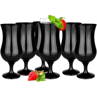 Glasmark Krosno Gläser Cocktailgläser Set Longdrink Cocktail Gin Bier Wasser Longdrinkgläser Cocktailgläser Trinkglas Wasserglas Glas Smoothie Dessert Spülmaschinenfest Schwarz 6 x 420ml