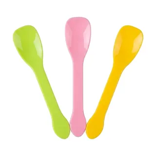 HARY 150 Stück Eislöffel Plastik, Kleine Löffel, Bunte Dessertlöffel, Eislöffel Einweg für Partys, Kuchen und Dessert, MS3 Design, Grün Rosa Gelb, 3 Packungen à 50 Stück