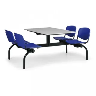 Esstisch für Schulen und Kantinen Biedrax JS3834s - Sitz in Blau, Tisch in Grau