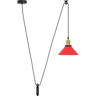 vidaXL Pendelleuchte Höhenverstellbar E27 Rot Glänzend Ø 22 cm Metall - Rot