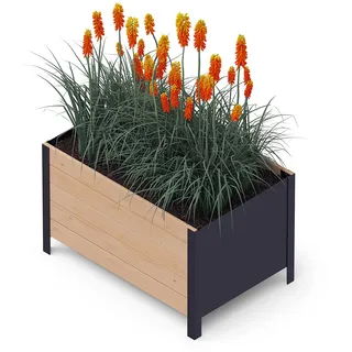 Upyard Holz Hochbeet für Garten, Terrasse und Balkon - Blumenkasten mit Innenvlies und wasserdichter Kunststoffeinlage - Pflanzkasten für Innen- und Außenbereich, 78x52x48, Braun