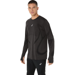 Laufshirt ASICS "ROAD SEAMLESS LS TOP", Herren, Gr. M, schwarz (performance schwarz), Obermaterial: 65% Polyamid, 35% Polyester, normal, Rundhals, Shirts Laufshirt